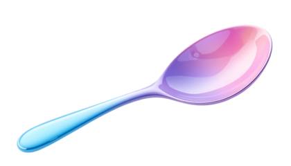 3D spoon featuring pastel gradient colors in blue, pink, and purple png
