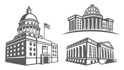 Collection of Hand-Drawn Black and White House Illustrations
