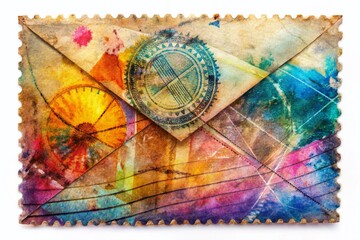 Fototapeta premium Double Exposure: Postal Envelope Texture & Mail - Vintage Postcard Effect