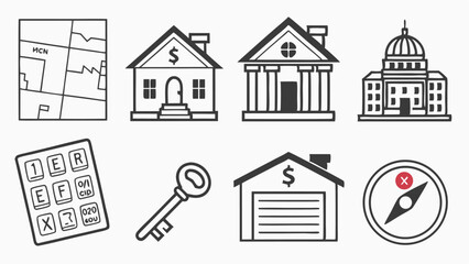 Collection of Hand-Drawn Black and White House Illustrations
