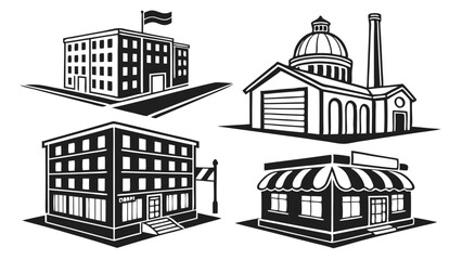 Collection of Hand-Drawn Black and White House Illustrations
