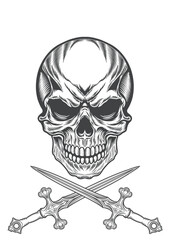 Skull Angry & Horrible 8 - BW