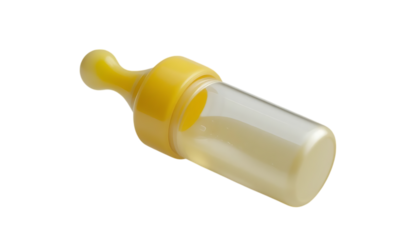 3D Yellow Baby Bottle with a yellow nipple, designed for infant feeding png
