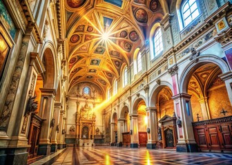 Fototapeta premium Double Exposure: Roman Basilica Interior, Architectural Detail, Sacred Space, Italy