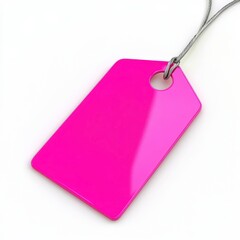Bright Pink Tag with Metal String