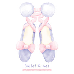 ballet shoes in watercolor pastel ribbon. Dancing shoes, Ballet © Saltyarts design