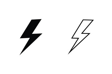 Fototapeta premium Lightning Bolt Icons Black, Outline, Electric, Power, Energy Symbols