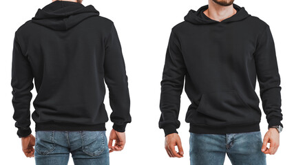 Isolated man in black sweatshirt, mockup for design