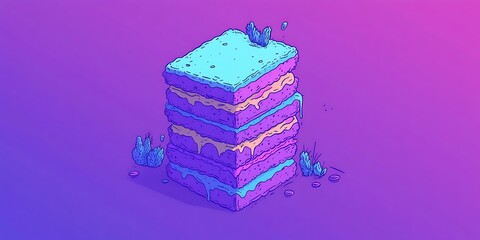 Obraz premium A stacked colorful abstract layered food design illustration on background