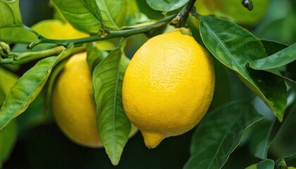 Bright Lemons Hanging on a Tree