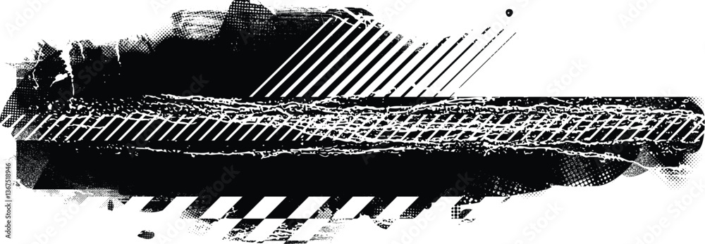 Fototapete glitch distorted grunge banner . noise destroyed texture. checkered race grunge flag . overlay grung