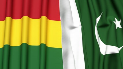 Flags of BOLIVIA and PAKISTAN with realistic cloth texture