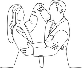Couple dancing one line art vector