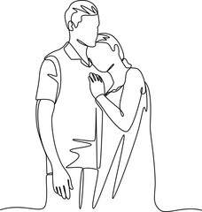 Couple on a date one line art vector