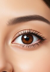 Obraz premium Captivating gaze an expressive eye with rich brown tones and elegant lashes