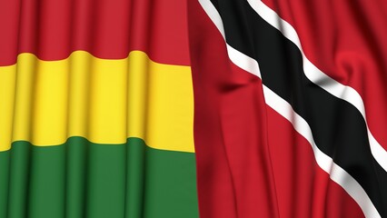 Fototapeta premium Flags of BOLIVIA and TRINIDAD with realistic cloth texture
