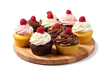 cupcake on a wooden tray
