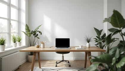 Minimalist Home Office with Neutral Tones and Natural Light