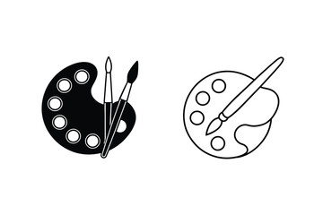 Artists Palette, Paintbrushes, Art Supplies, Creative Tools, Painting Icons