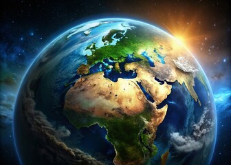 Earth's Radiant Beauty: A Panoramic View from Space, Celestial Wonders