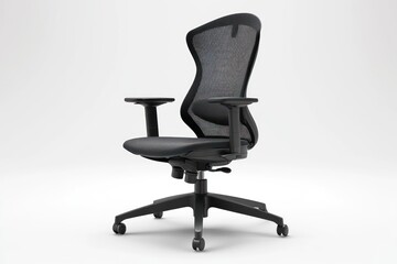 Fototapeta premium Rotating office chair with breathable fabric, height adjustable, and sleek minimalist design.