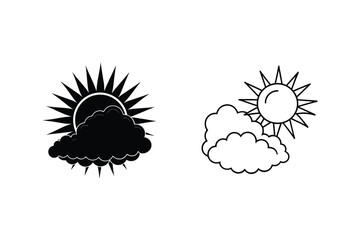 Sun and Cloud Weather Icons Partly Cloudy, Sunny Symbols