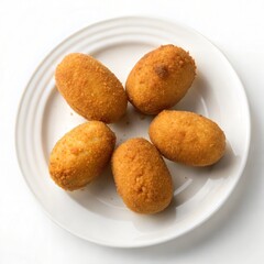 Fototapeta premium Clean and Crispy Arancini Balls on a White Plate