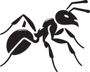 Ant black and white vector illustration