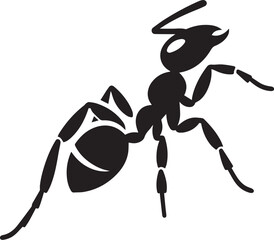 Ant black and white vector illustration