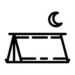 camping at night line icon