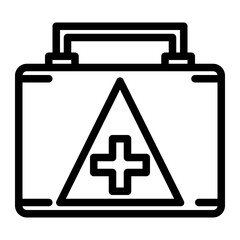 first aid kit at camp line icon