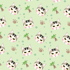 seamless pattern with cats and flowers