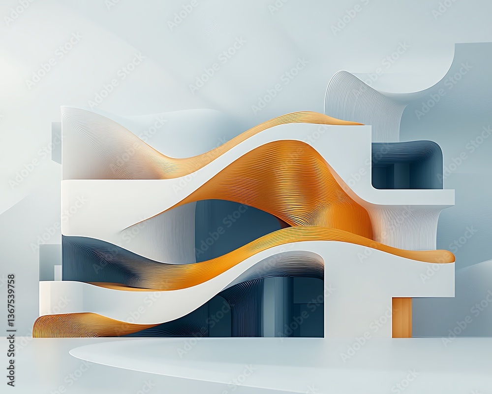 Poster abstract architecture modern curved design