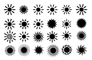 Sun Pack Black, , Set of sun icon , sun with ray of light, geometric icon
