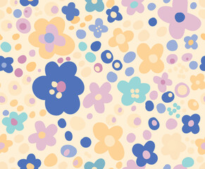 Seamless pattern with small flowers for children's and women's clothing in vector on a white background