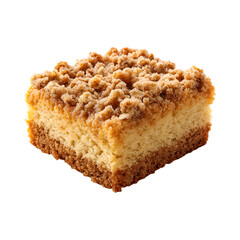 Oatmeal Crumb Cake with Crumb on Top Isolated on Transparent Background