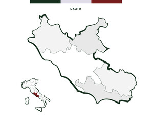 Regione Lazio in Italia - mappa vettoriale