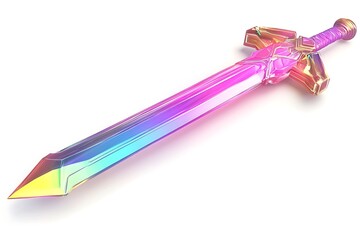 3D Holographic Energy Sword Flickering Between Dimensions.