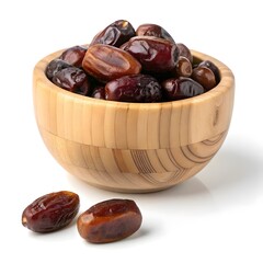 Fototapeta premium A wooden bowl filled with dried dates