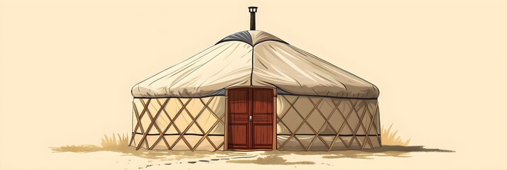 Traditional Yurt Vector Illustration: Depicting Nomadic Heritage and Structural Simplicity