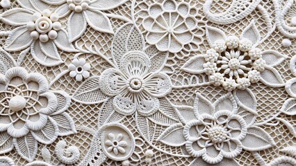 Elegant Lacework Designs: Intricate Patterns & Textures in White