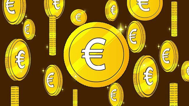 Euro Gold Coin Rotating And Sparkling