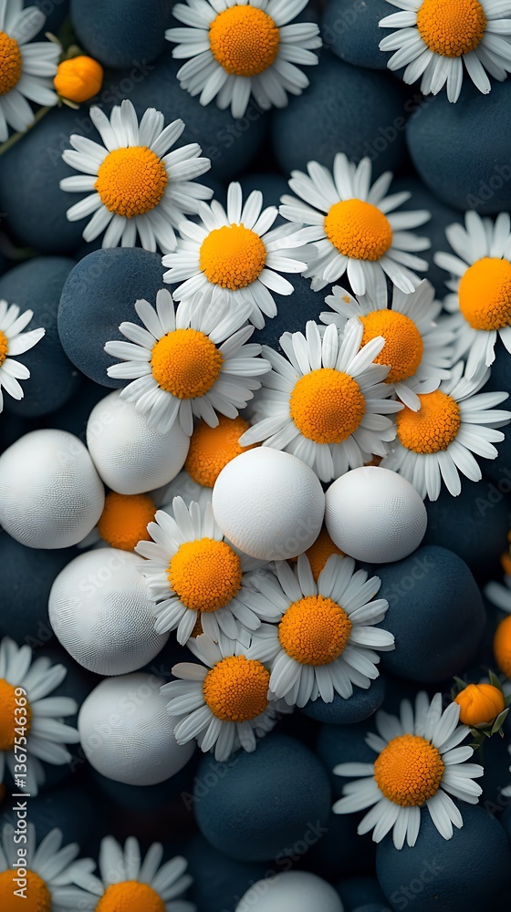 Poster abstract daisy flower sphere pattern background