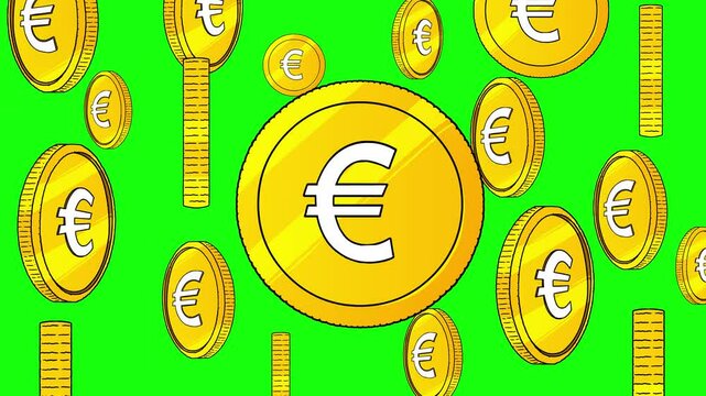 Euro Gold Coin Rotating Isolated