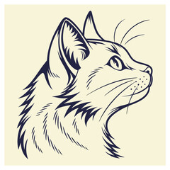 Obraz premium A cute vector illustration of a happy kitten with a fluffy tail, designed in a playful and cartoonish style, featuring a domestic cat character with fur and expressive features