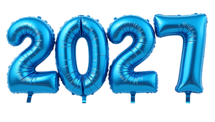 2027 Blue balloon text png