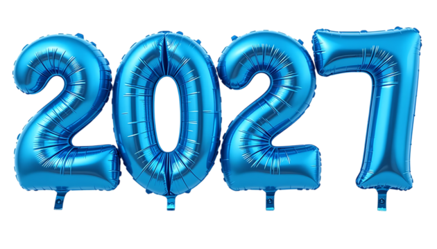 2027 Blue balloon text png
