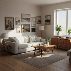 Template modern home styling cosy interior living room white sofa
