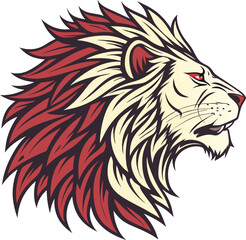 Lion head mascot vector illustration in black and white silhouette style