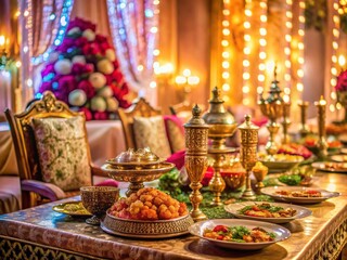 Elegant Walima Feast: Delicious Food & Festive Decor for Muslim Wedding Celebration